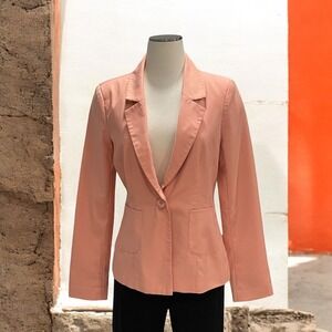 2b Bebe Peach Medium Cutout Back Blazer Trendy Edgy Bold Sleek Office Chic Bold